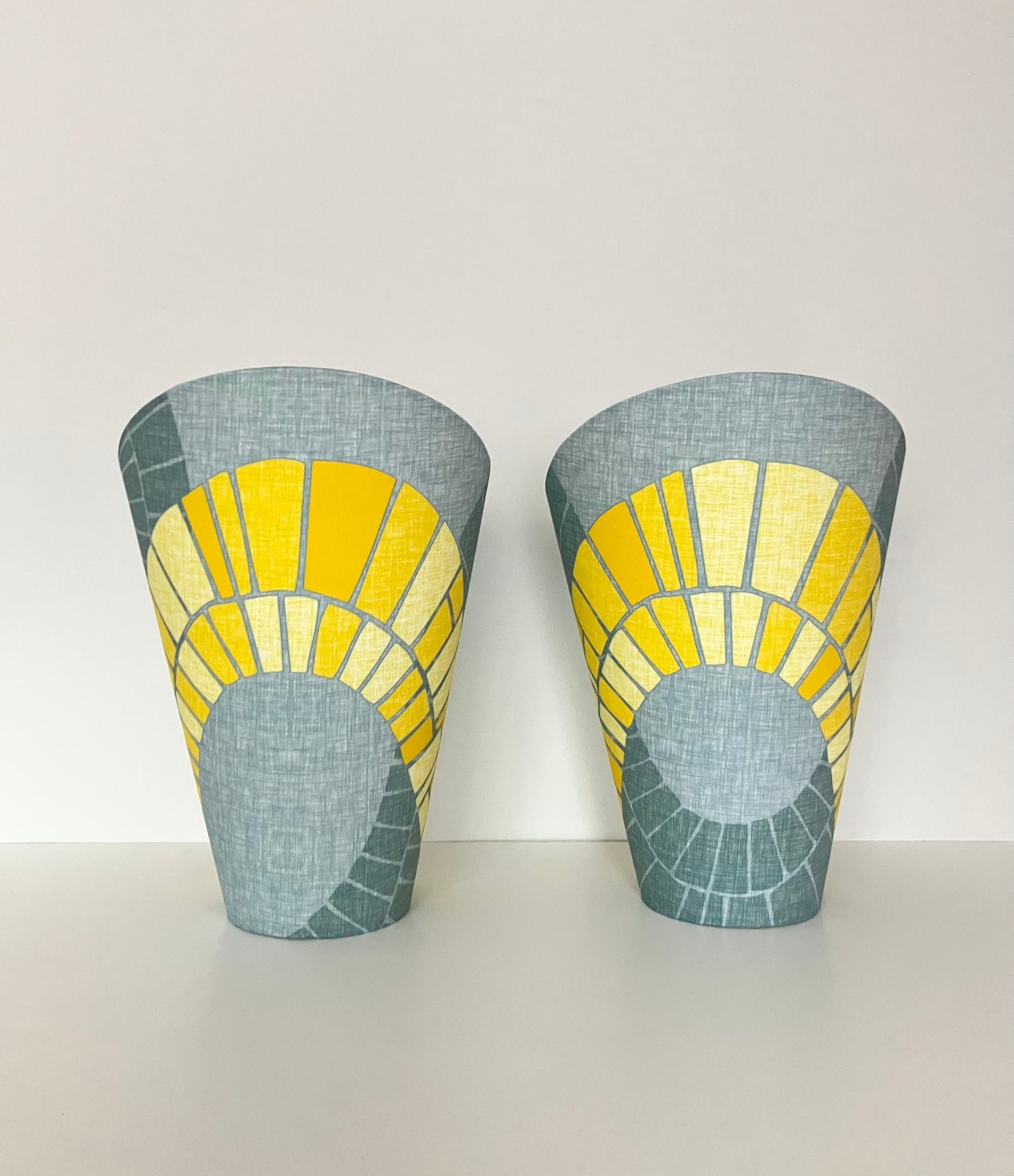 2x Yellow Serpentine Gooseneck Scuttle Lampshades