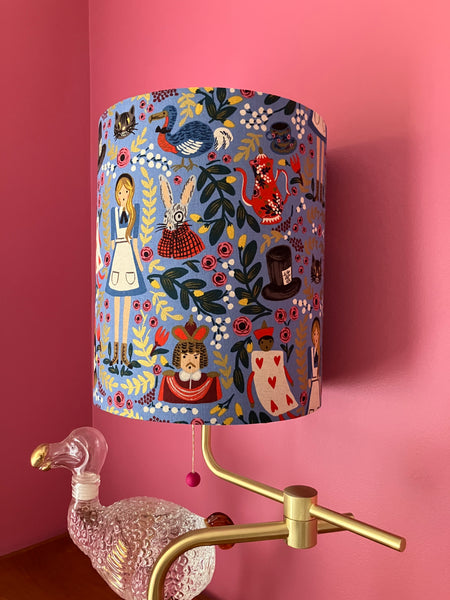 Alice In Wonderland Gold & Blue Lampshade
