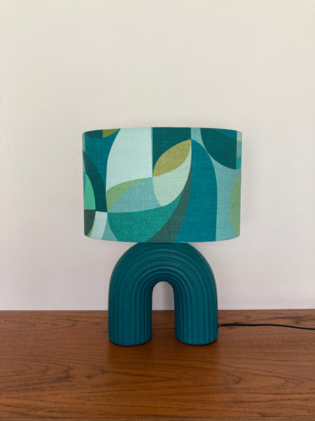 Teal Blue Geometric Table Lamp