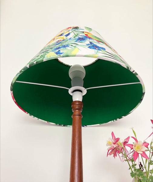 Tiger Lily & Parrot Double Sided Green Tapered Lampshade