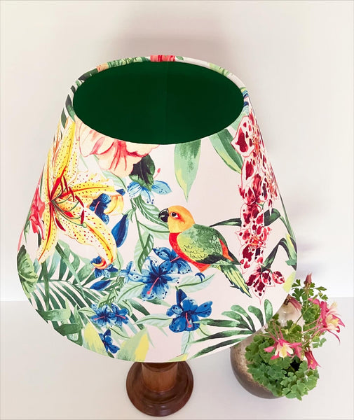 Tiger Lily & Parrot Double Sided Green Tapered Lampshade