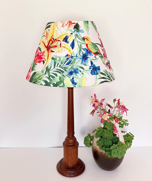 Tiger Lily & Parrot Double Sided Green Tapered Lampshade