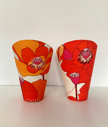 2x Red Poppy Gooseneck Lampshades