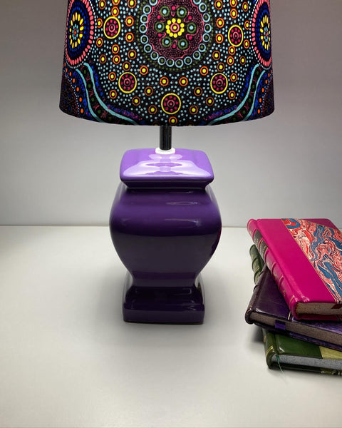 Aboriginal Wild Bush Flower Purple Table Lamp