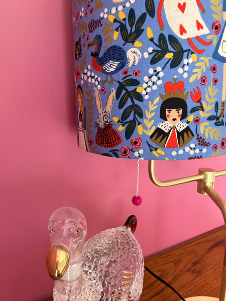 Alice In Wonderland Gold & Blue Lampshade