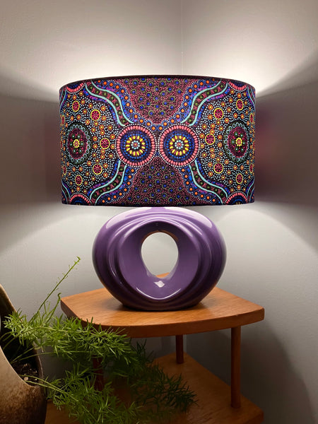 Aboriginal Wild Bush Flower Purple Table Lamp