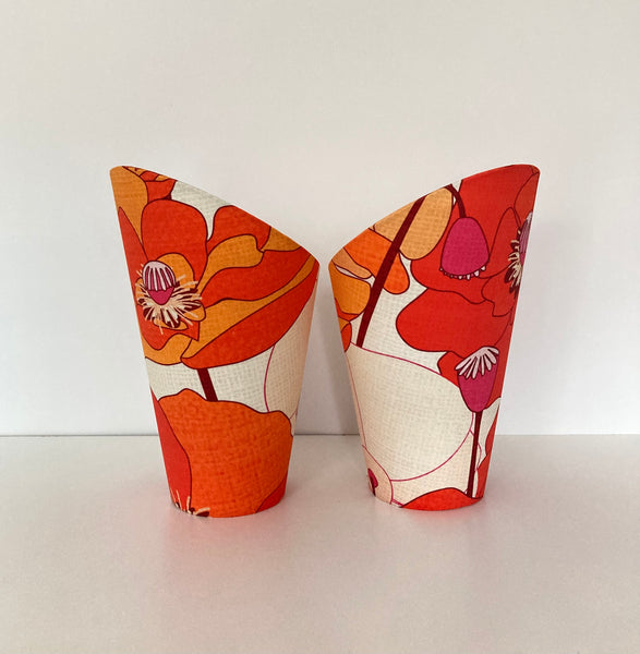 2x Red Poppy Gooseneck Lampshades