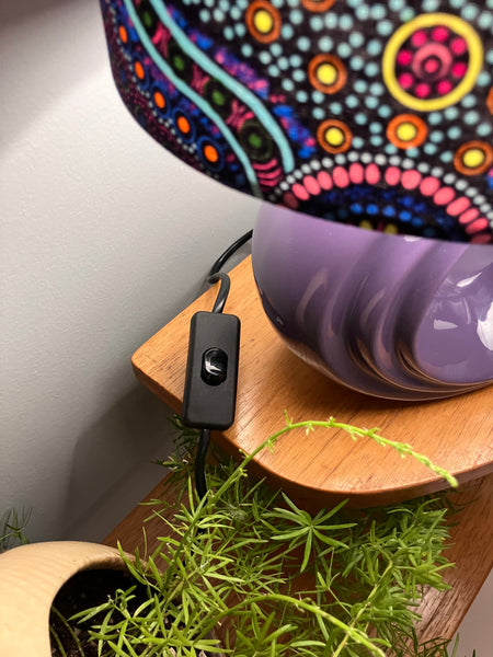 Aboriginal Wild Bush Flower Purple Table Lamp