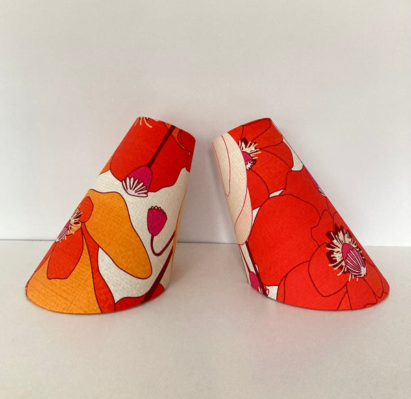 2x Red Poppy Gooseneck Lampshades