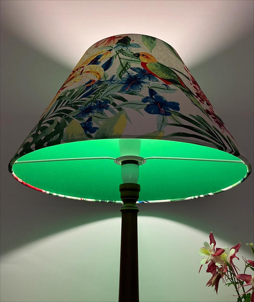 Tiger Lily & Parrot Double Sided Green Tapered Lampshade