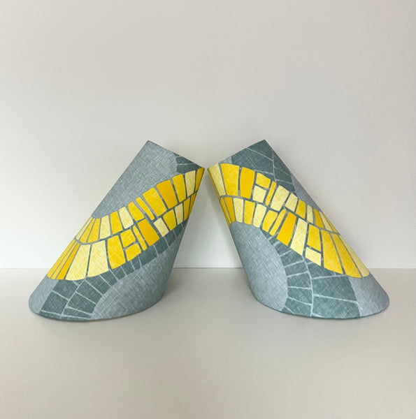 2x Yellow Serpentine Gooseneck Scuttle Lampshades