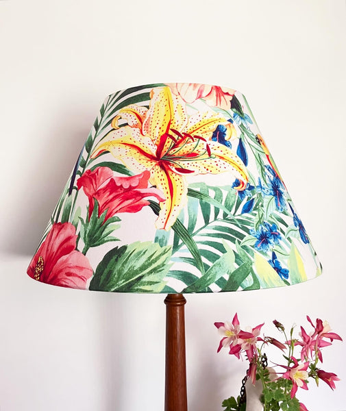 Tiger Lily & Parrot Double Sided Green Tapered Lampshade