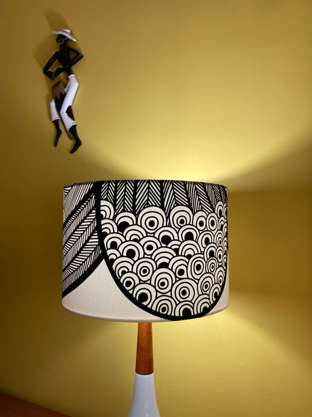 Abstract Monochrome Ceramic & Timber Table Lamp