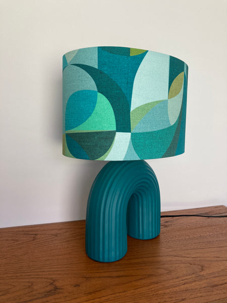 Teal Blue Geometric Table Lamp