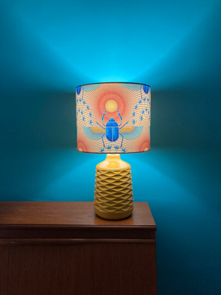 Egyptian Scarab Yellow Ceramic Table Lamp