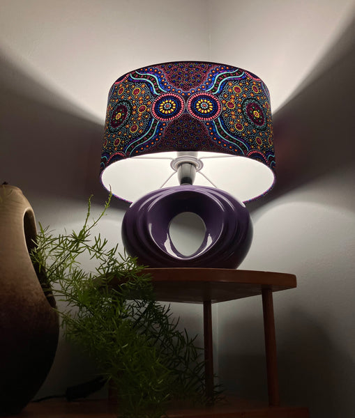 Aboriginal Wild Bush Flower Purple Table Lamp