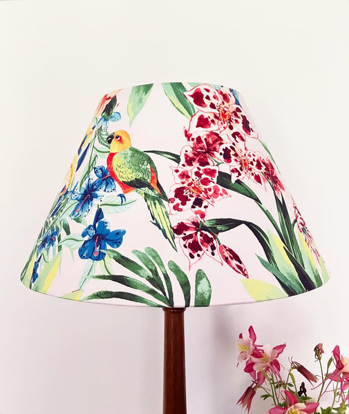 Tiger Lily & Parrot Double Sided Green Tapered Lampshade