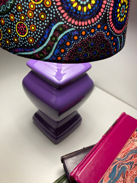 Aboriginal Wild Bush Flower Purple Table Lamp