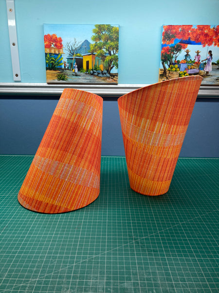 2x Stripe Orange  Mid Century Gooseneck Lampshades