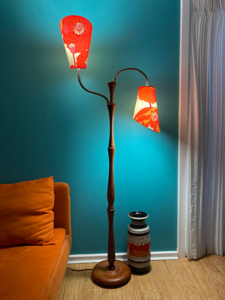 2x Red Poppy Gooseneck Lampshades
