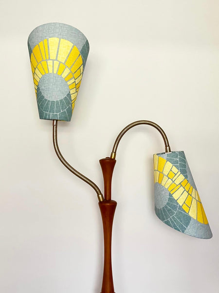 2x Yellow Serpentine Gooseneck Scuttle Lampshades