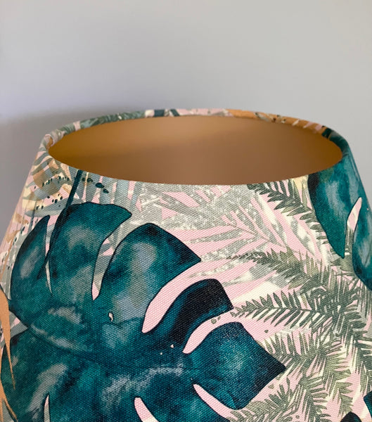 Gold Palm and Monstera Tapered Lampshade