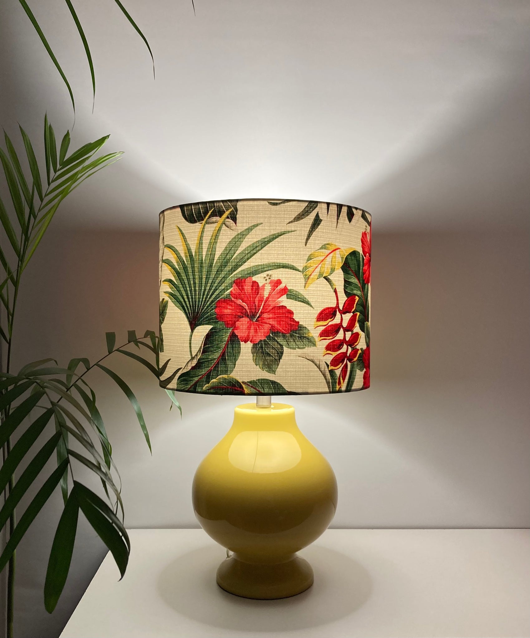 Heliconia & Hibiscus Yellow Table Lamp