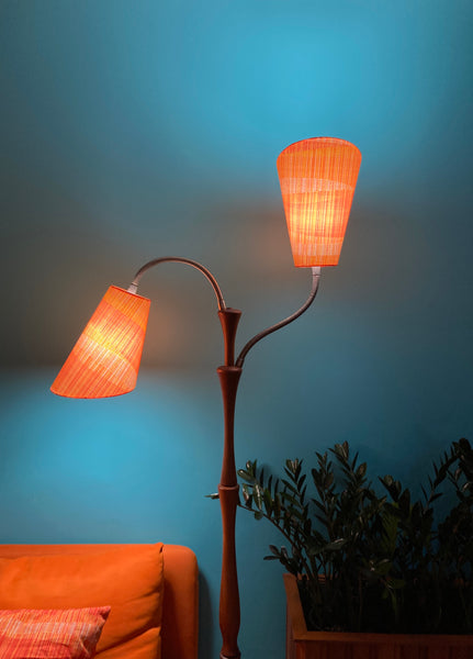 2x Stripe Orange  Mid Century Gooseneck Lampshades