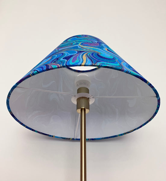 A Swirly Blue and Gold Tapered Coolie Lampshade