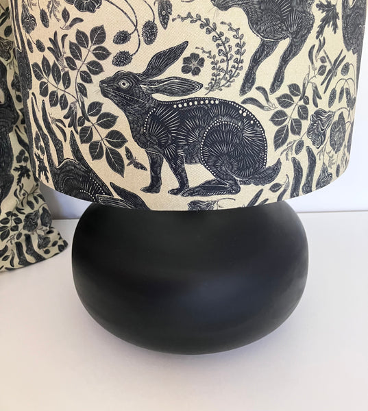 Black Rabbit Ceramic Table Lamp + Cushion