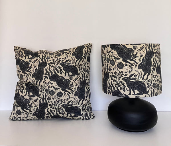 Black Rabbit Ceramic Table Lamp + Cushion