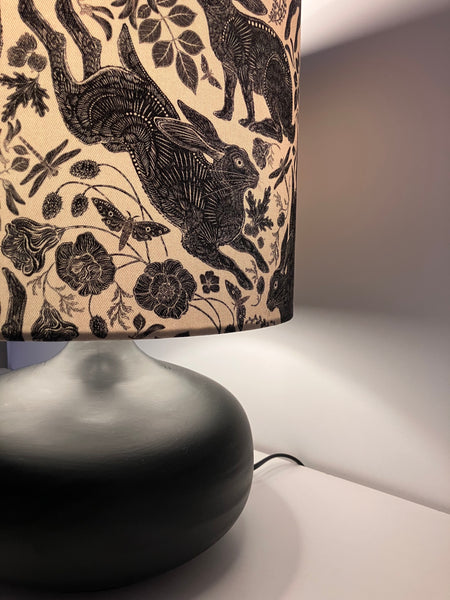 Black Rabbit Ceramic Table Lamp + Cushion