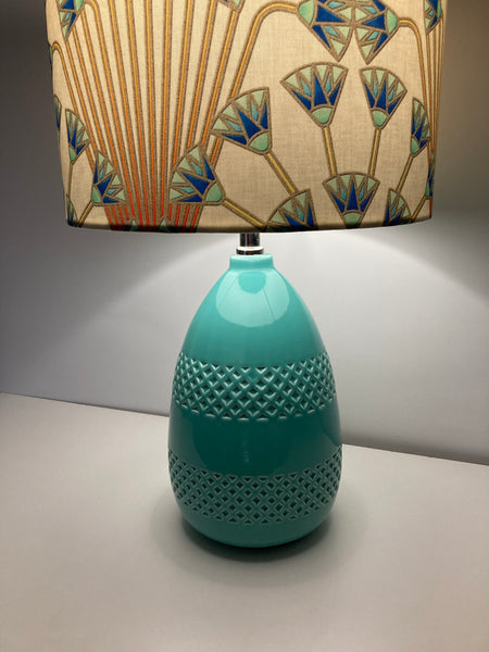 Egyptian Papyrus Aqua Ceramic Table Lamp