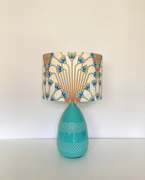 Egyptian Papyrus Aqua Ceramic Table Lamp