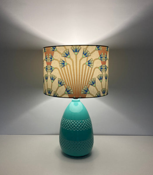 Egyptian Papyrus Aqua Ceramic Table Lamp