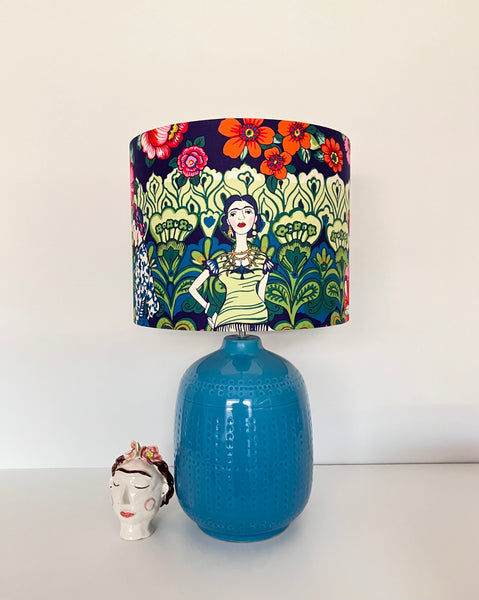 A Frida Kahlo Turquoise Blue Ceramic Table Lamp