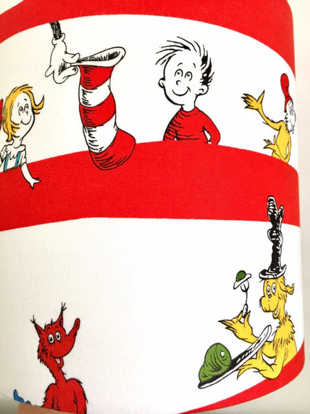 Dr Seuss Characters Red Stripes Lampshade
