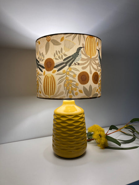 Honeyeater & Yellow Banksia Ceramic Table Lamp