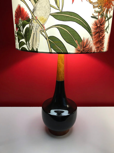 Red Wattlebird Ceramic & Timber Table Lamp